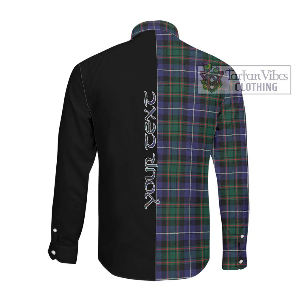 McRae Hunting Modern Tartan Long Sleeve Button Shirt with Family Crest and Half Of Me Style Men's Shirt - Tartanvibesclothing Shop