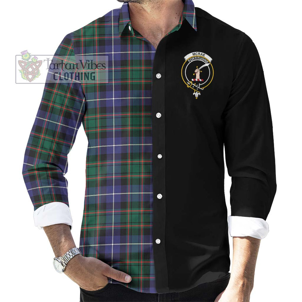 McRae Hunting Modern Tartan Long Sleeve Button Shirt with Family Crest and Half Of Me Style - Tartanvibesclothing Shop