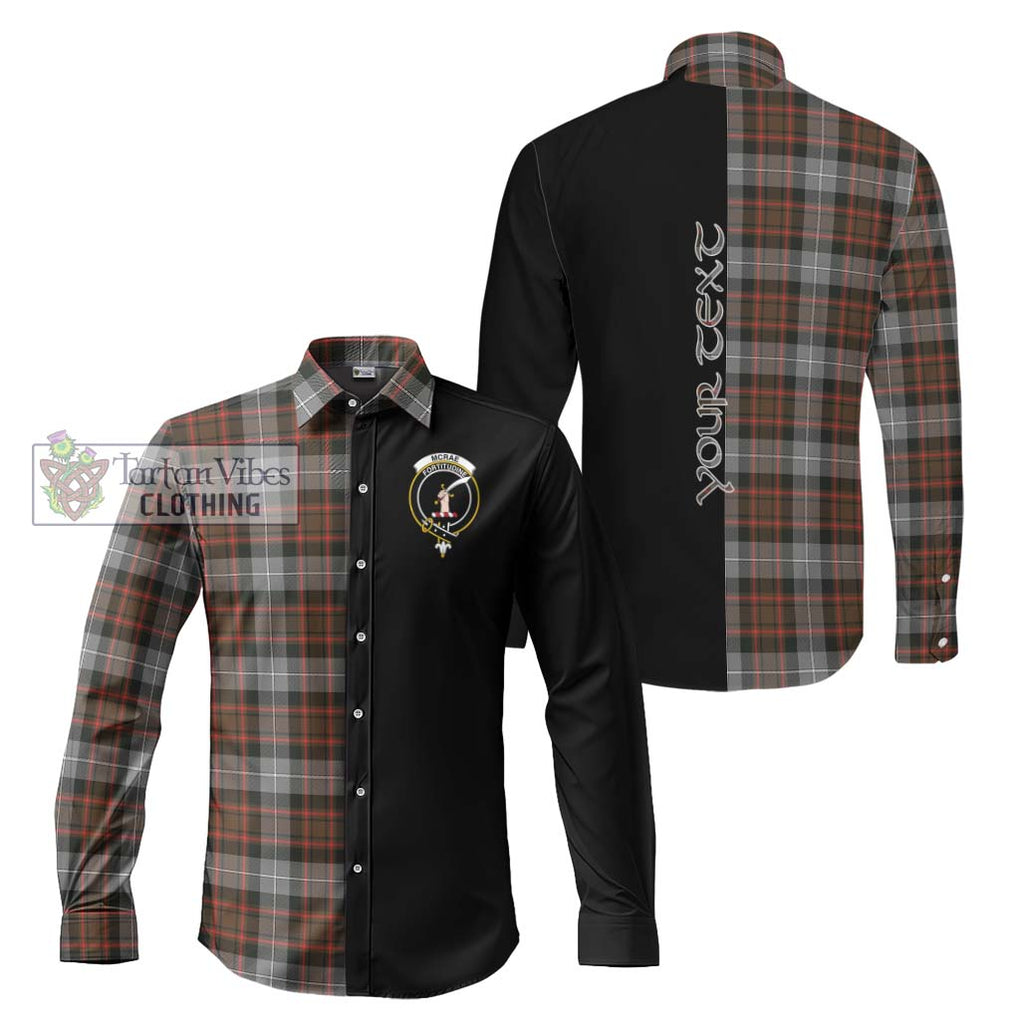 McRae Hunting Weathered Tartan Long Sleeve Button Shirt with Family Crest and Half Of Me Style Men's Shirt S - Tartanvibesclothing Shop