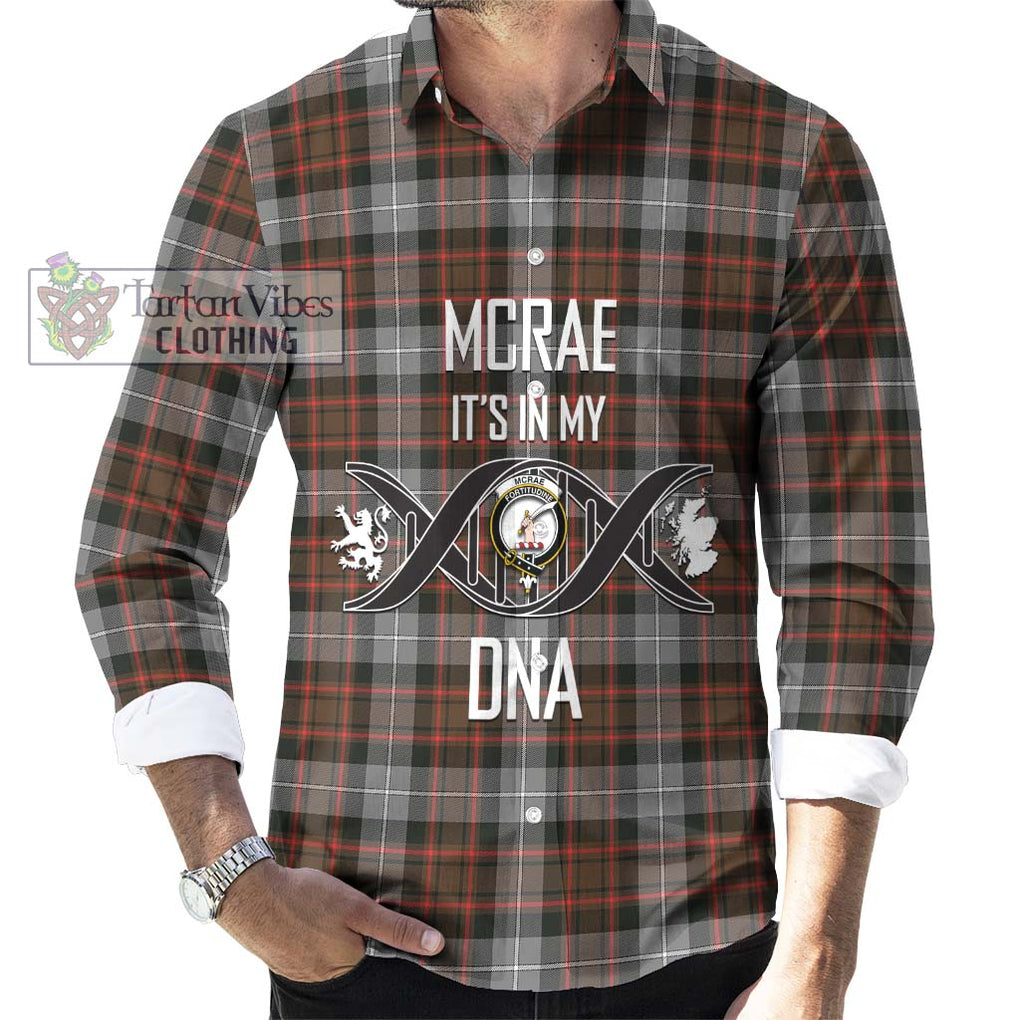 McRae Hunting Weathered Tartan Long Sleeve Button Shirt with Family Crest DNA In Me Style Men's Shirt S - Tartanvibesclothing Shop