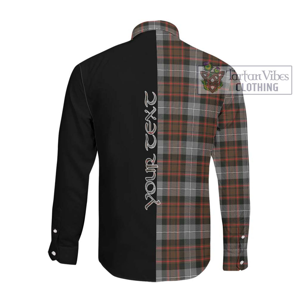 McRae Hunting Weathered Tartan Long Sleeve Button Shirt with Family Crest and Half Of Me Style Men's Shirt - Tartanvibesclothing Shop