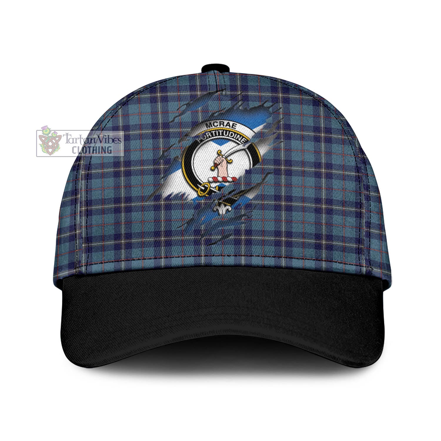 Tartan Vibes Clothing McRae of America Tartan Classic Cap with Family Crest In Me Style