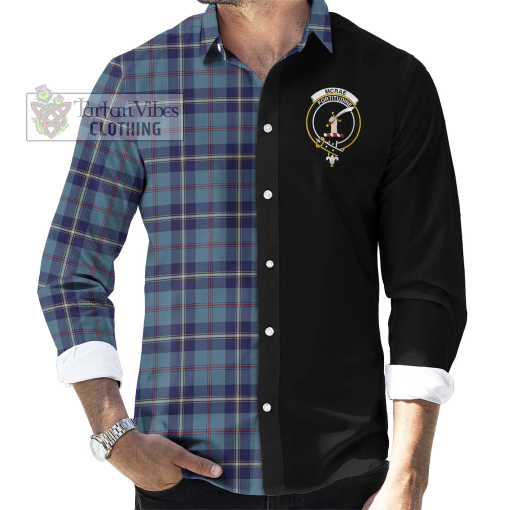 McRae of America Tartan Long Sleeve Button Shirt with Family Crest and Half Of Me Style - Tartanvibesclothing Shop