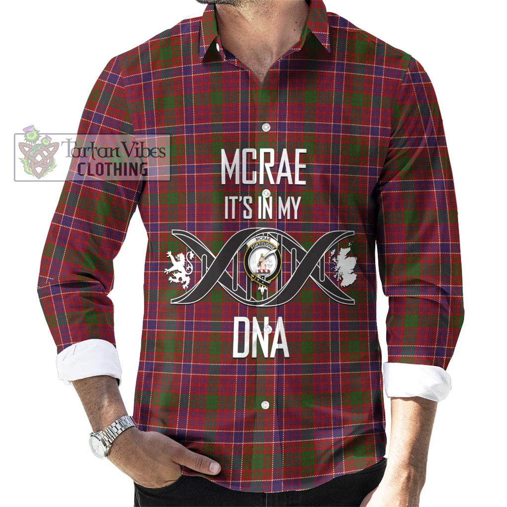 McRae Red Tartan Long Sleeve Button Shirt with Family Crest DNA In Me Style Men's Shirt S - Tartanvibesclothing Shop