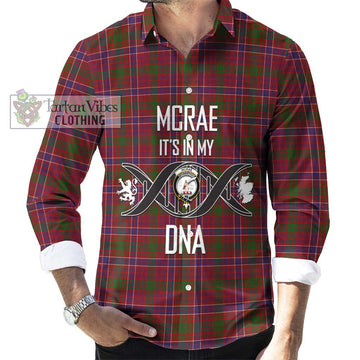 McRae Red Tartan Long Sleeve Button Shirt with Family Crest DNA In Me Style Men's Shirt S - Tartanvibesclothing Shop