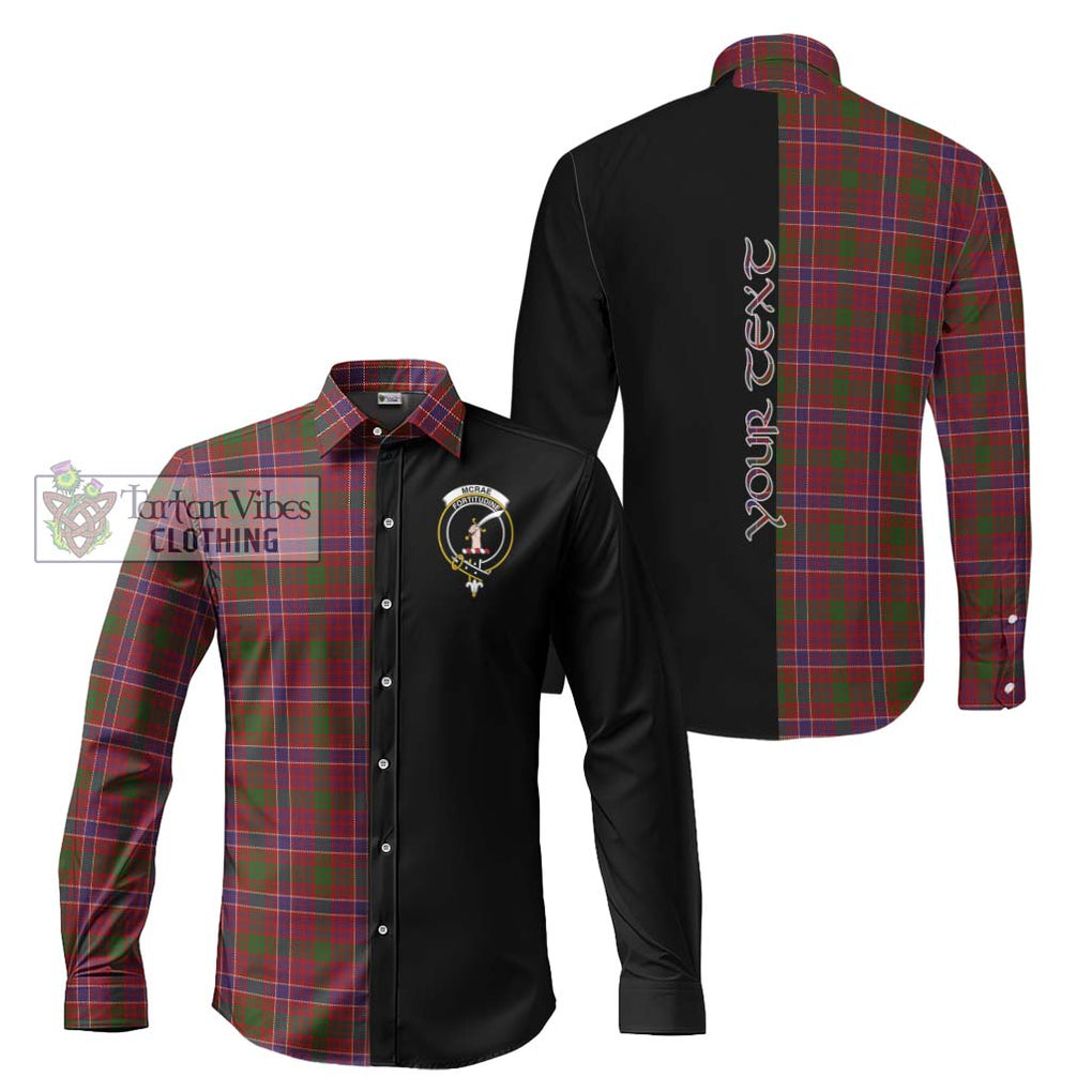 McRae Red Tartan Long Sleeve Button Shirt with Family Crest and Half Of Me Style Men's Shirt S - Tartanvibesclothing Shop