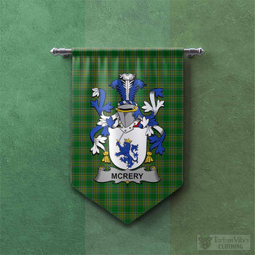 Tartan Vibes Clothing McRery Irish Clan Tartan Gonfalon, Tartan Banner with Coat of Arms