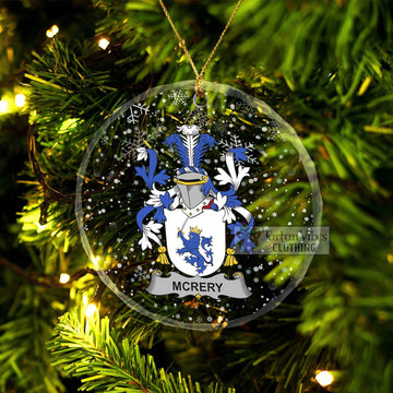 McRery Irish Clan Christmas Glass Ornament with Coat of Arms Transparent Glass Circle - 2D-tartanvibesclothing