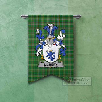 Tartan Vibes Clothing McRery Irish Clan Tartan Gonfalon, Tartan Banner with Coat of Arms