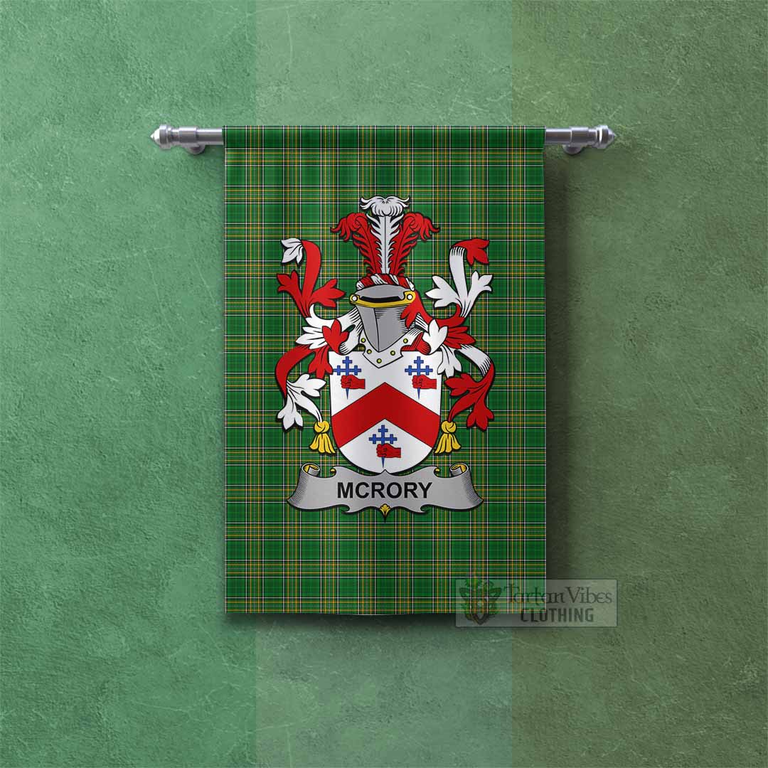 McRory Irish Clan Tartan Gonfalon, Tartan Banner with Coat of Arms Rectangle - Tartan Vibes Clothing