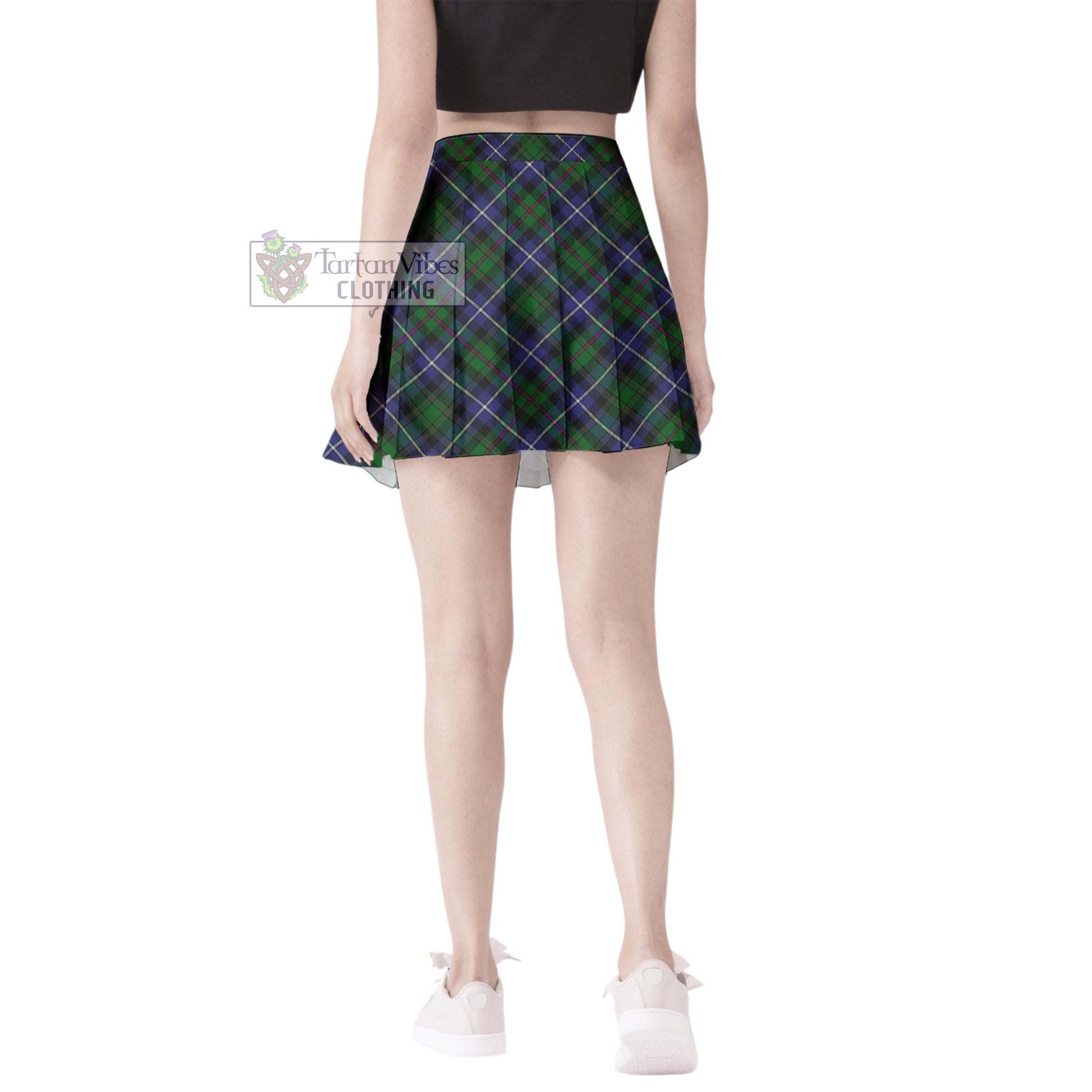 McRow Hunting Tartan Women's Plated Mini Skirt Cross Style - Tartan Vibes Clothing