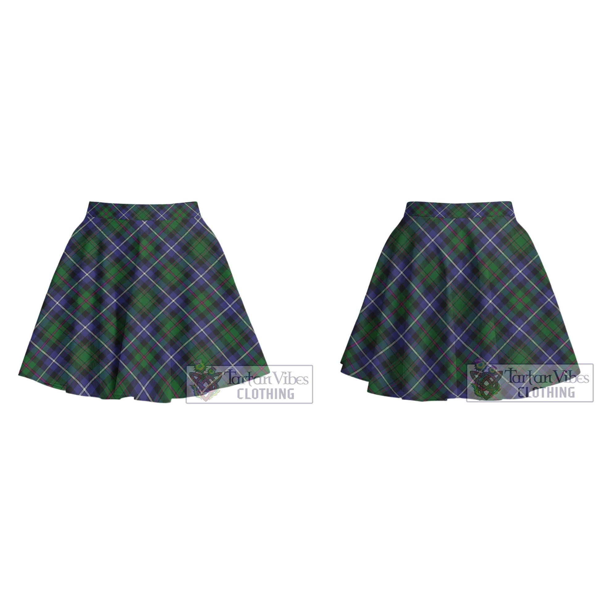 McRow Hunting Tartan Women's Plated Mini Skirt Cross Style - Tartan Vibes Clothing