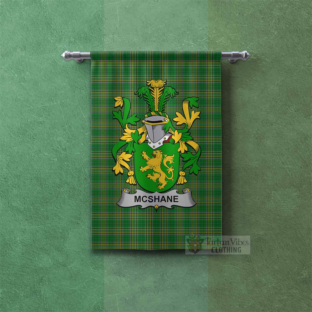 Tartan Vibes Clothing McShane Irish Clan Tartan Gonfalon, Tartan Banner with Coat of Arms