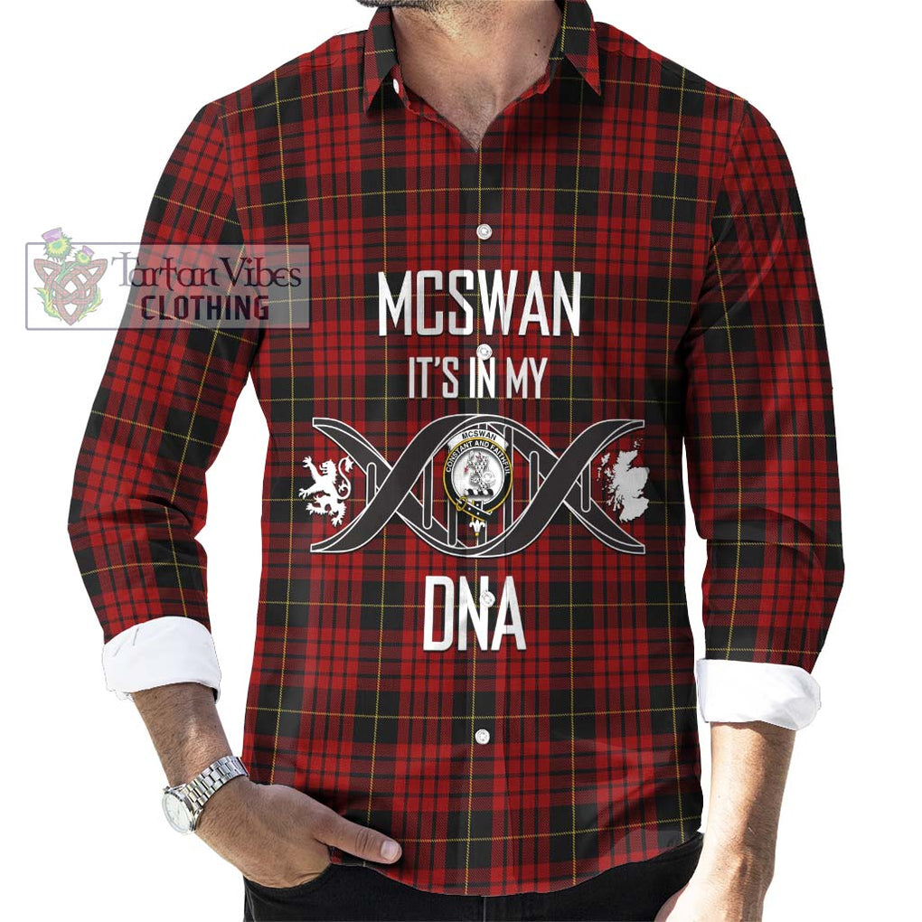 McSwan Tartan Long Sleeve Button Shirt with Family Crest DNA In Me Style Men's Shirt S - Tartanvibesclothing Shop