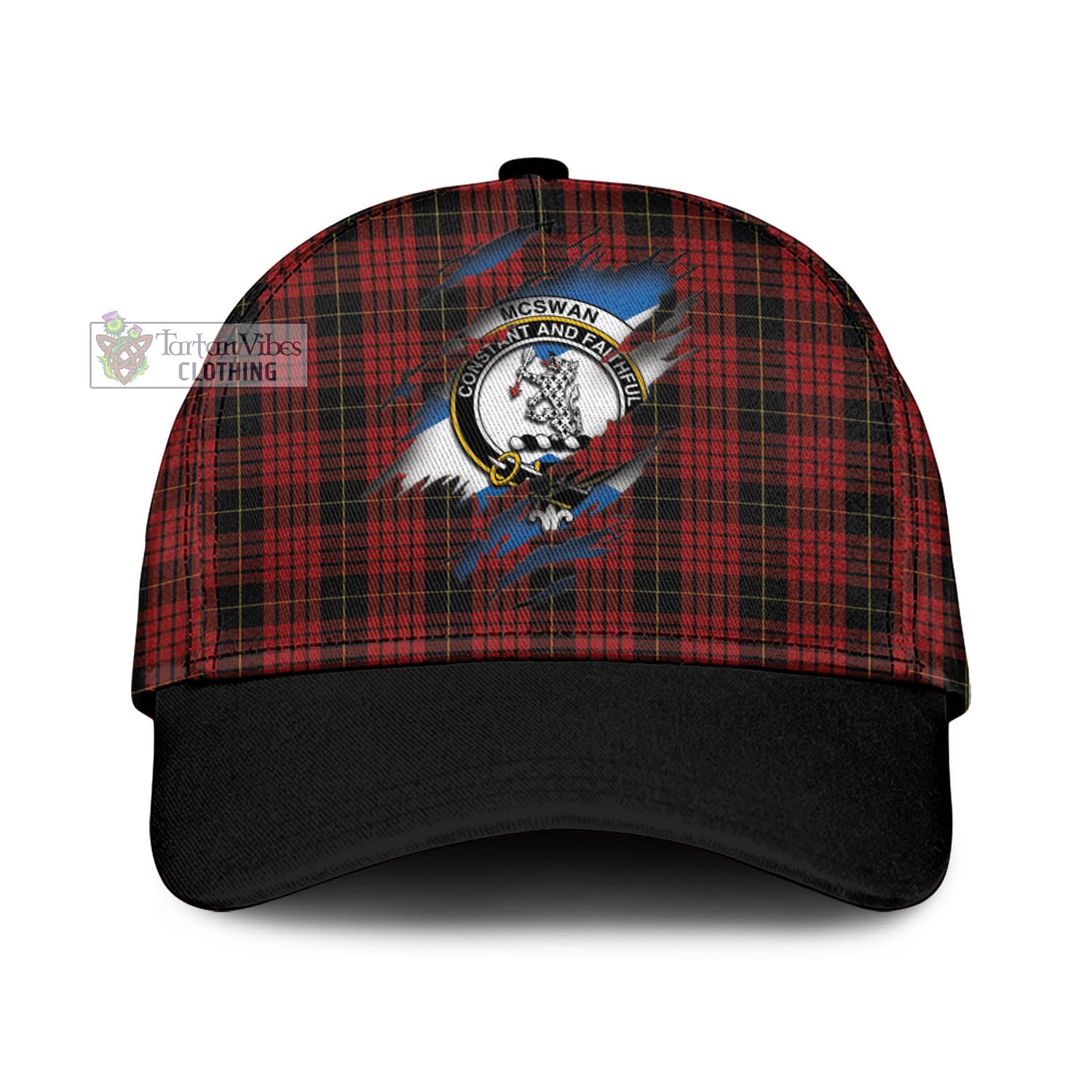 Tartan Vibes Clothing McSwan Tartan Classic Cap with Family Crest In Me Style