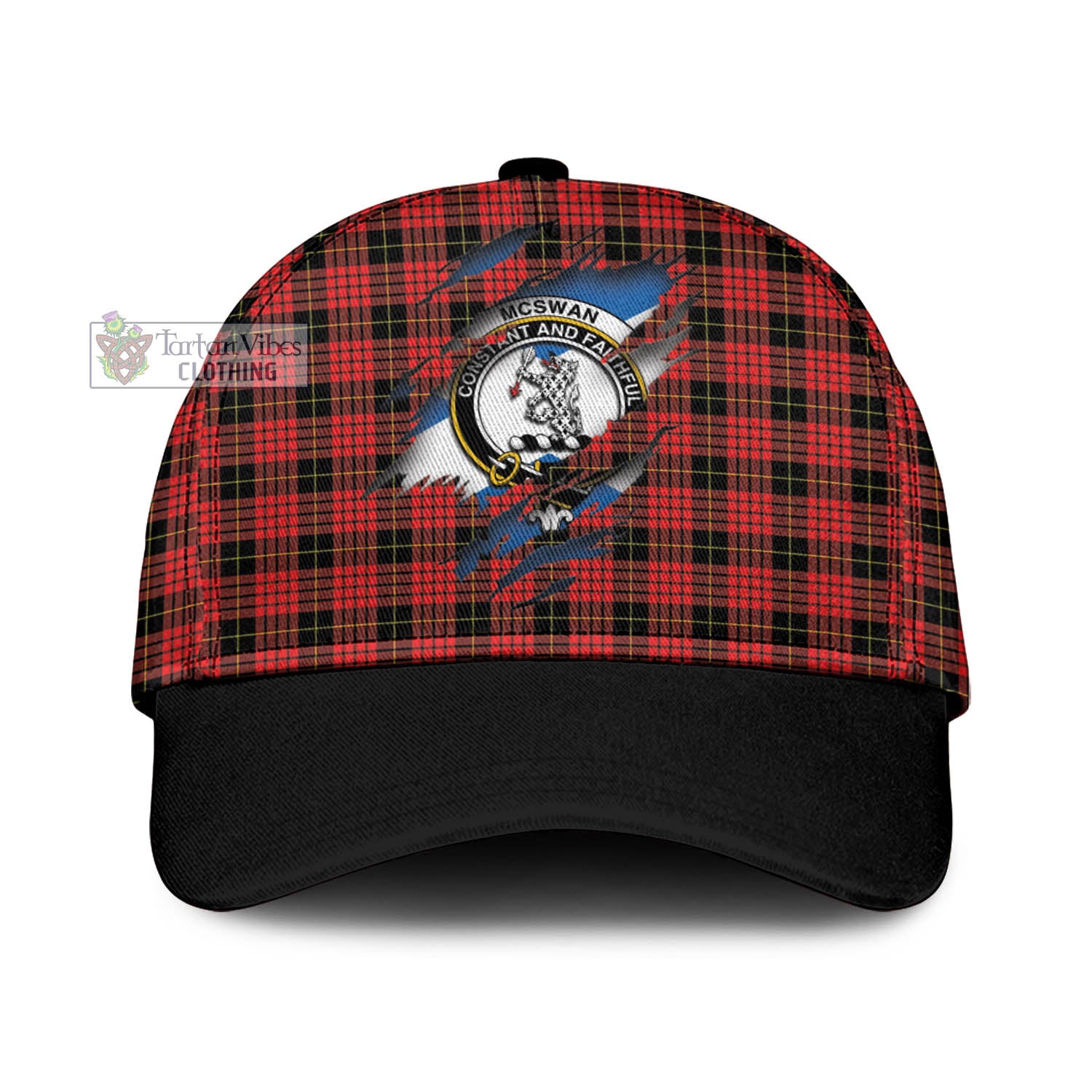 Tartan Vibes Clothing McSwan Modern Tartan Classic Cap with Family Crest In Me Style