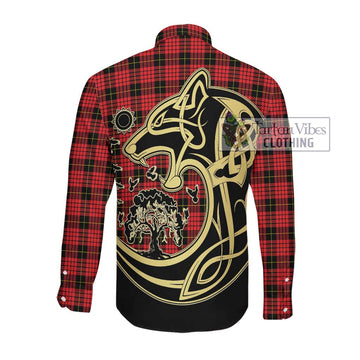 McSwan Modern Tartan Long Sleeve Button Shirt with Family Crest Celtic Wolf Style Men's Shirt - Tartan Vibes Clothing