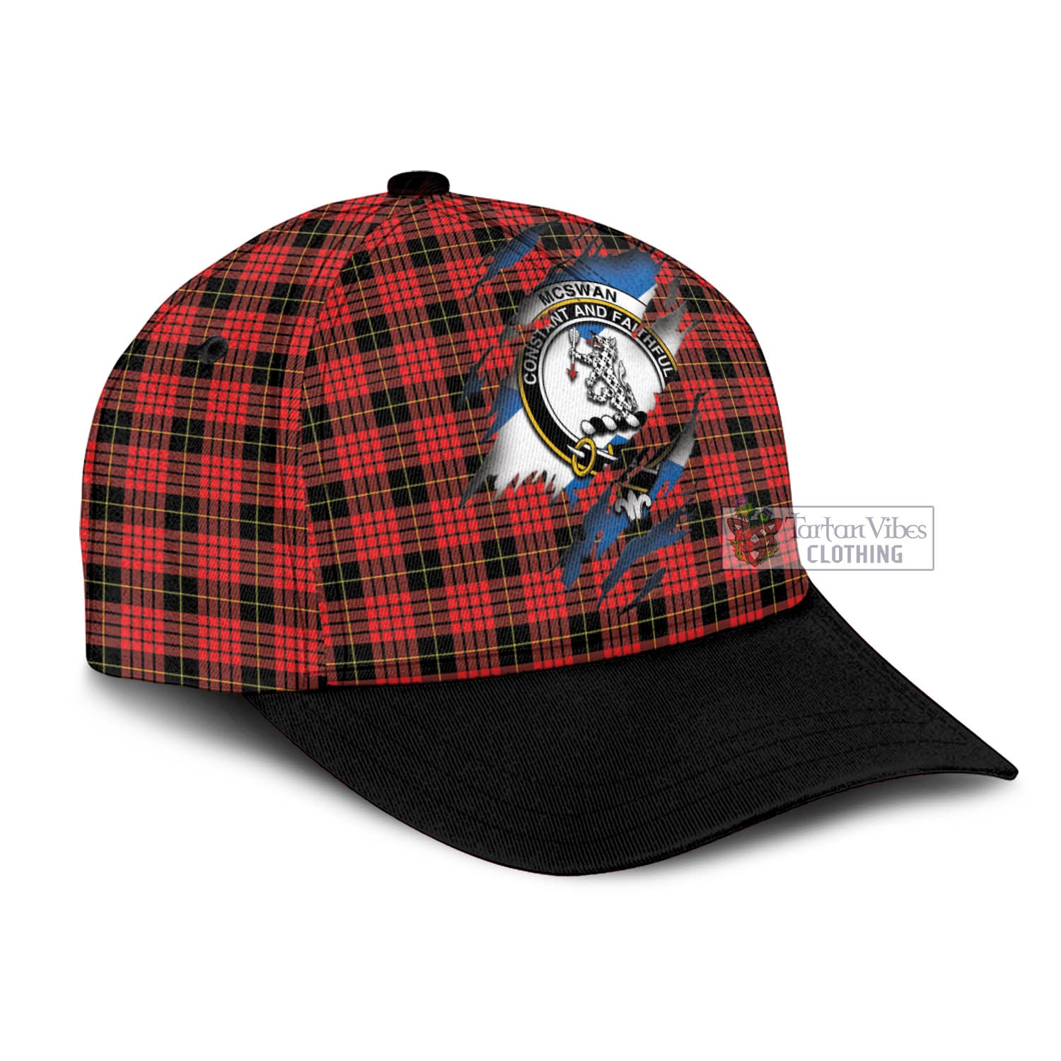 Tartan Vibes Clothing McSwan Modern Tartan Classic Cap with Family Crest In Me Style
