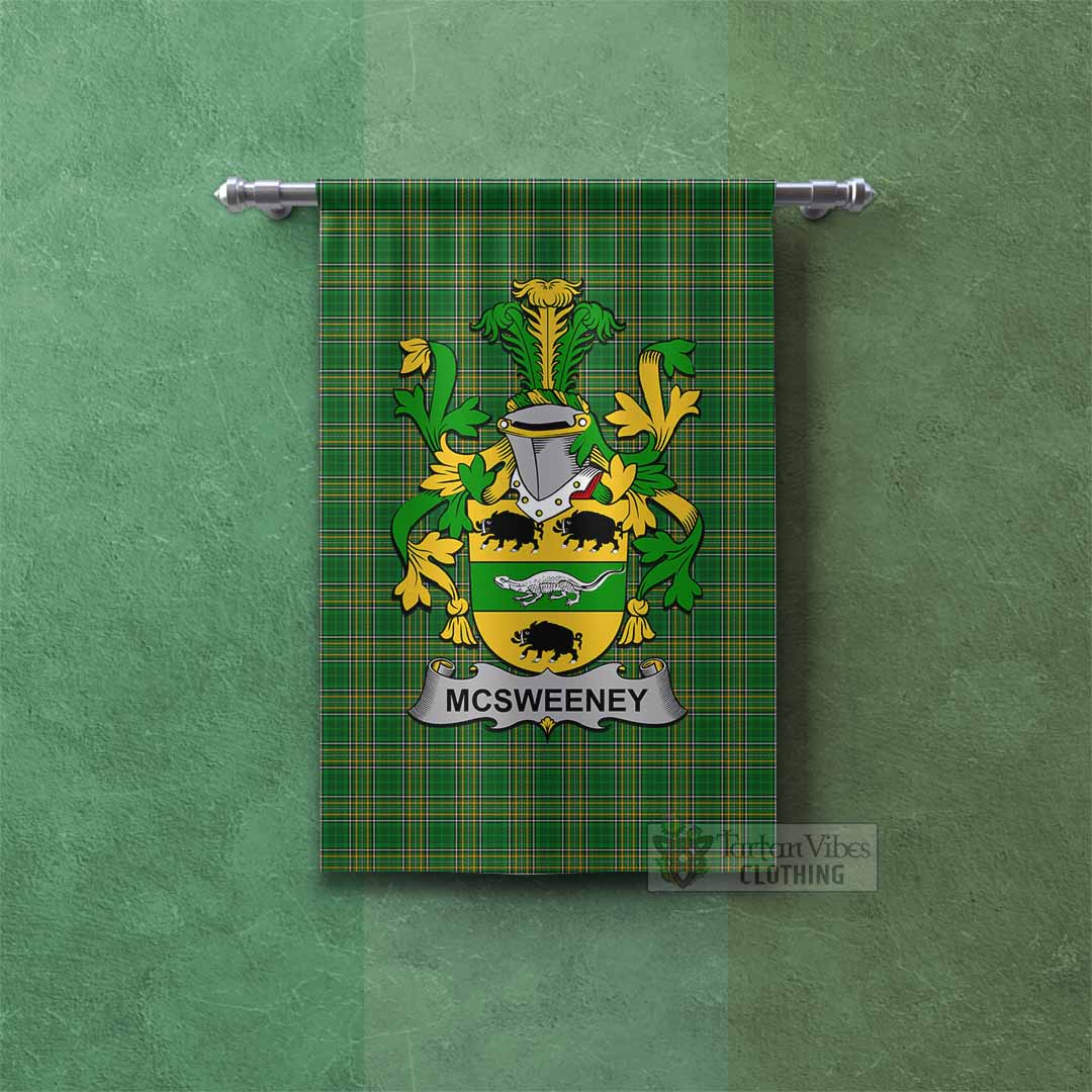 McSweeney Irish Clan Tartan Gonfalon, Tartan Banner with Coat of Arms Rectangle - Tartan Vibes Clothing