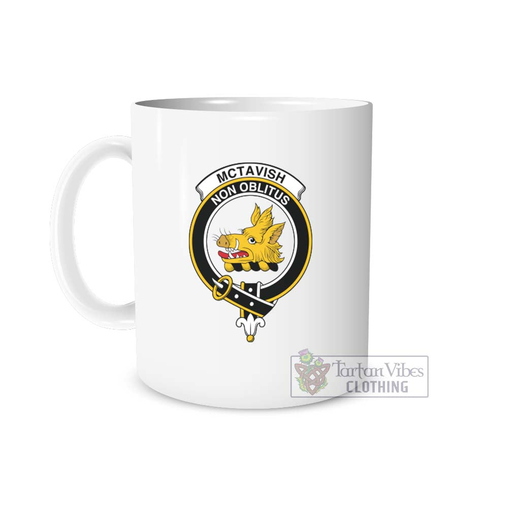 McTavish Family Crest Ceramic Mug White - 2D-tartanvibesclothing