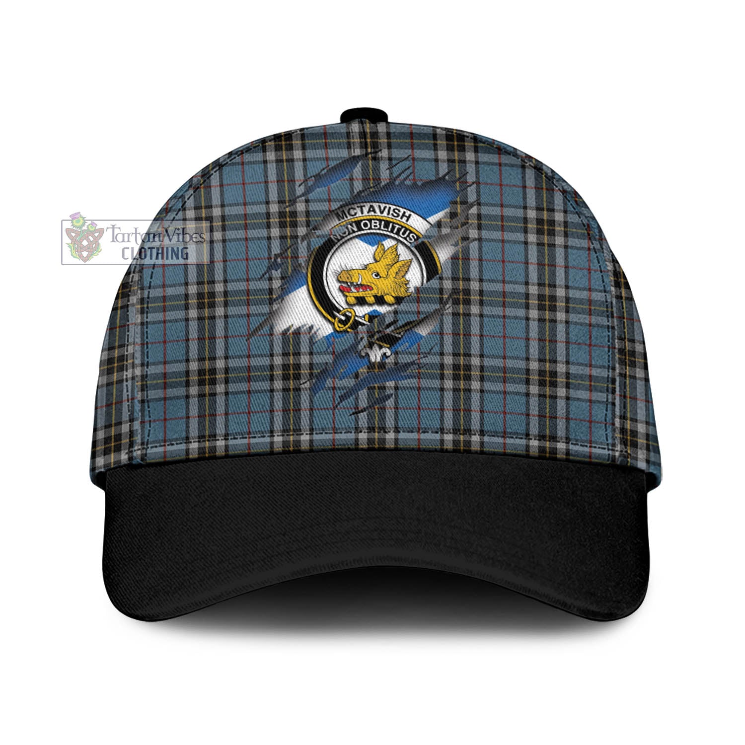 Tartan Vibes Clothing McTavish Dress Tartan Classic Cap with Family Crest In Me Style