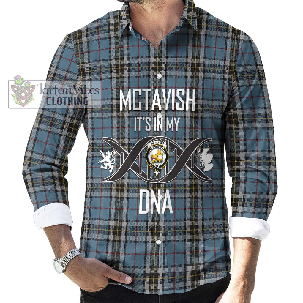 McTavish Dress Tartan Long Sleeve Button Shirt with Family Crest DNA In Me Style Men's Shirt S - Tartanvibesclothing Shop