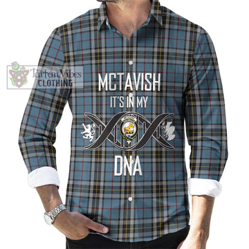 McTavish Dress Tartan Long Sleeve Button Shirt with Family Crest DNA In Me Style Men's Shirt S - Tartanvibesclothing Shop