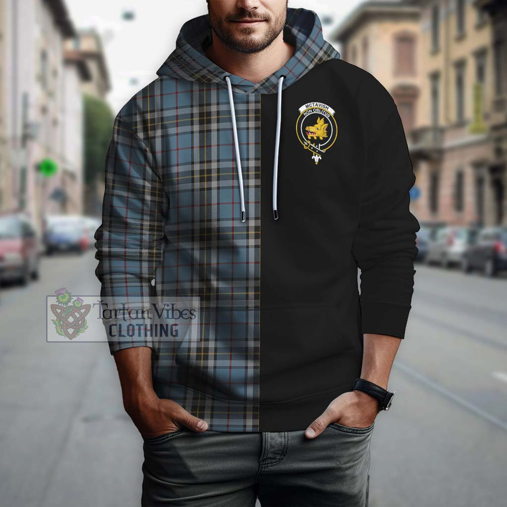 McTavish Dress Tartan Hoodie with Family Crest and Half Of Me Style Zip Hoodie - Tartanvibesclothing Shop