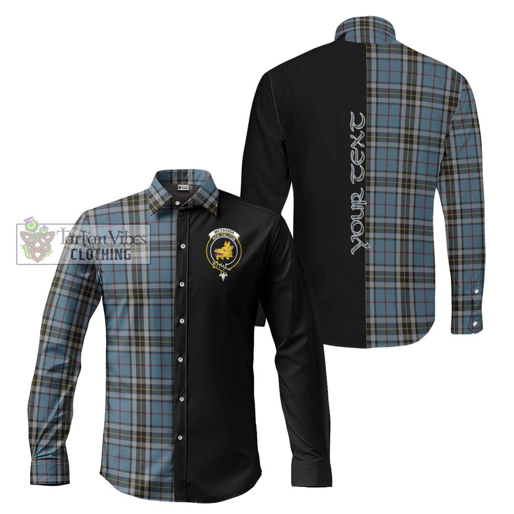 McTavish Dress Tartan Long Sleeve Button Shirt with Family Crest and Half Of Me Style Men's Shirt S - Tartanvibesclothing Shop