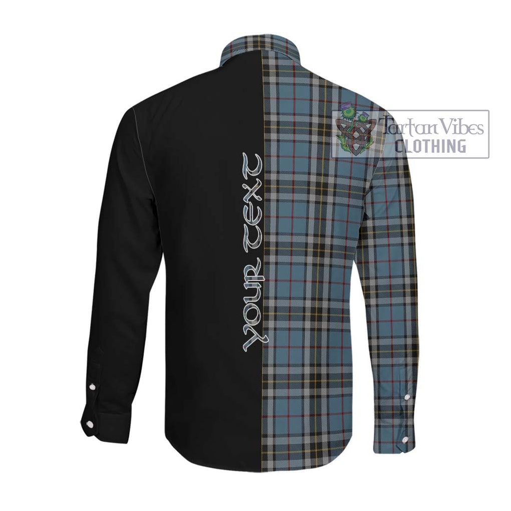 McTavish Dress Tartan Long Sleeve Button Shirt with Family Crest and Half Of Me Style Men's Shirt - Tartanvibesclothing Shop