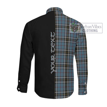 McTavish Dress Tartan Long Sleeve Button Shirt with Family Crest and Half Of Me Style Men's Shirt - Tartanvibesclothing Shop