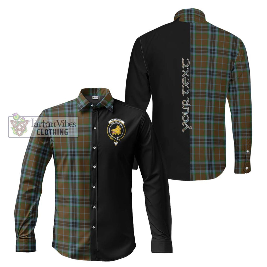 McTavish Hunting Tartan Long Sleeve Button Shirt with Family Crest and Half Of Me Style Men's Shirt S - Tartanvibesclothing Shop