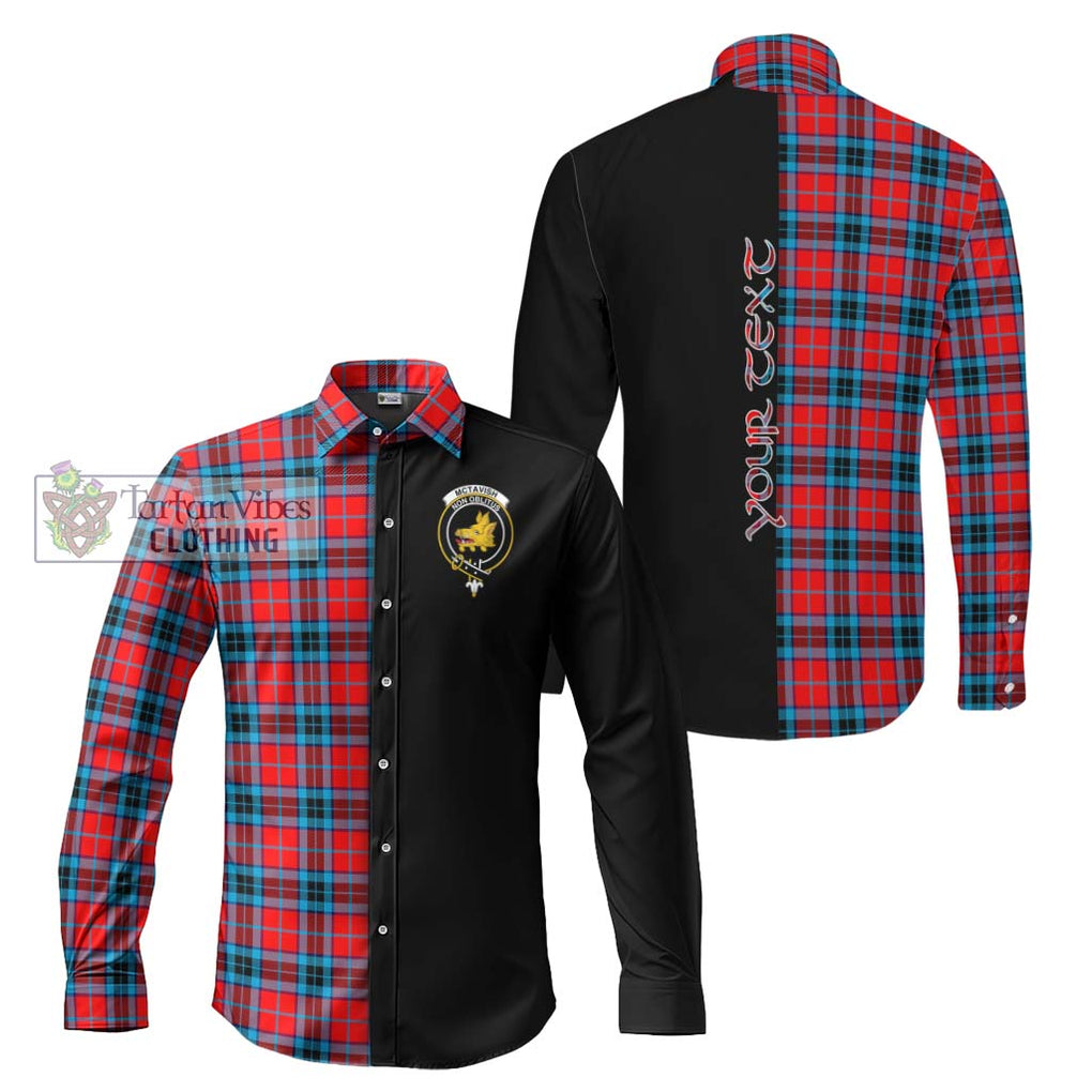 McTavish Modern Tartan Long Sleeve Button Shirt with Family Crest and Half Of Me Style Men's Shirt S - Tartanvibesclothing Shop