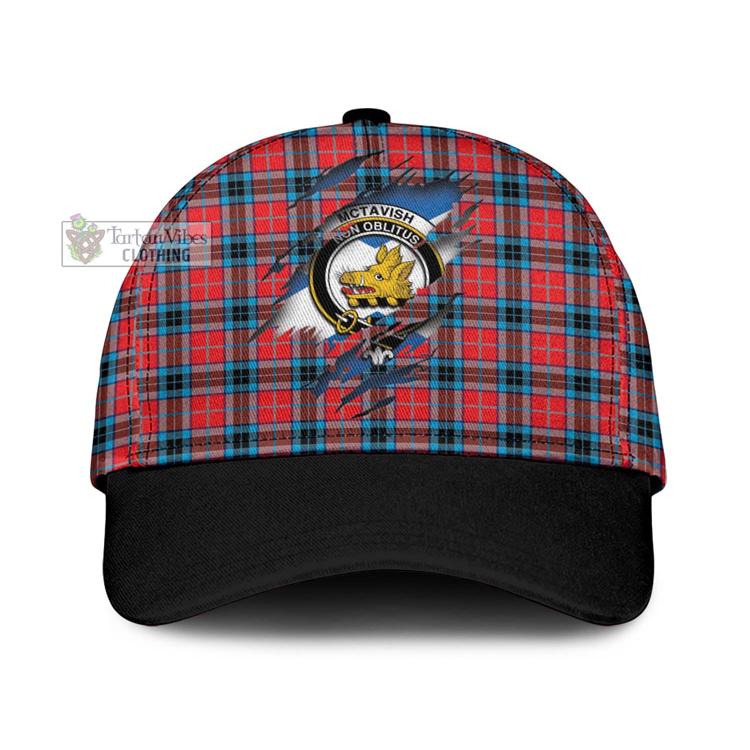 Tartan Vibes Clothing McTavish Modern Tartan Classic Cap with Family Crest In Me Style