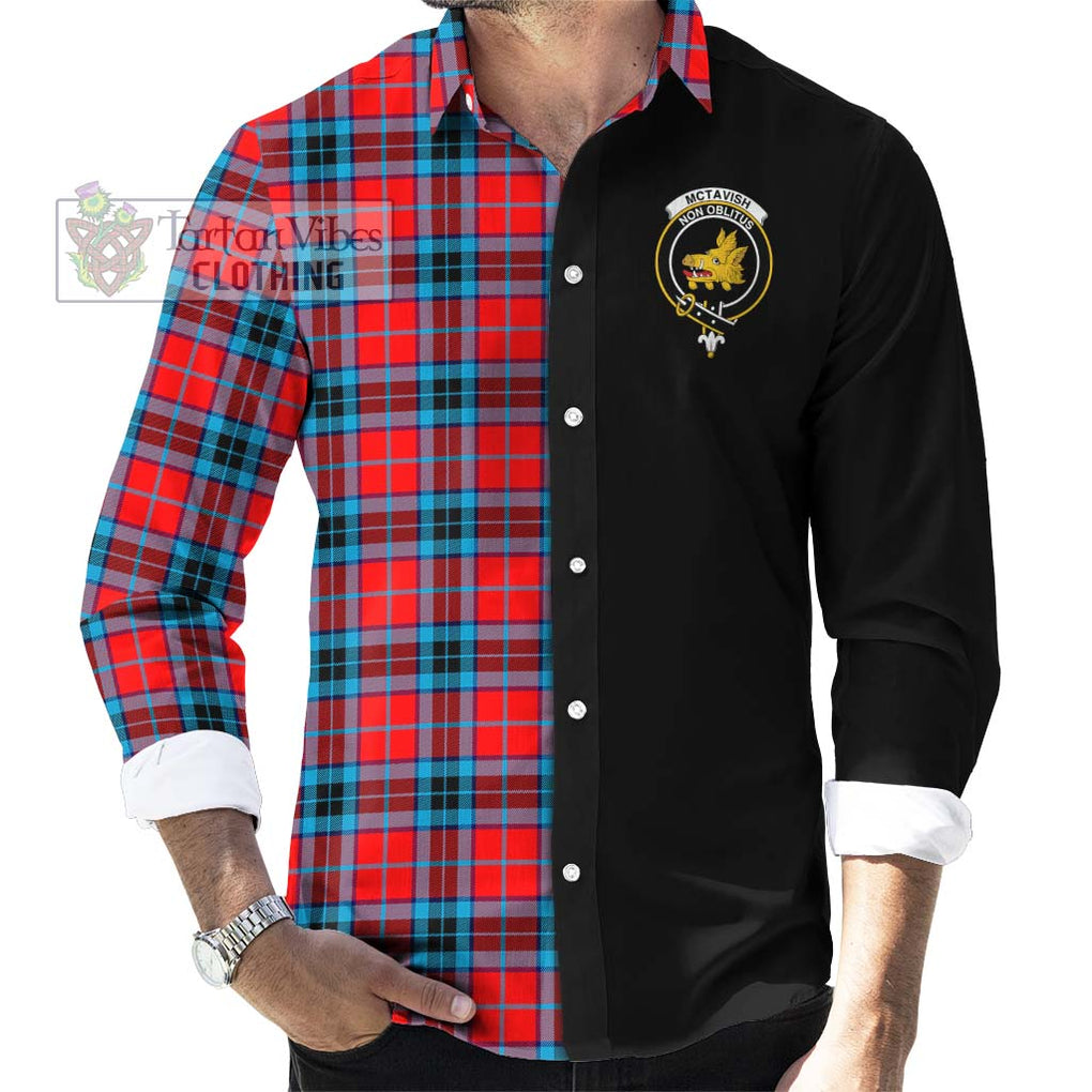 McTavish Modern Tartan Long Sleeve Button Shirt with Family Crest and Half Of Me Style - Tartanvibesclothing Shop