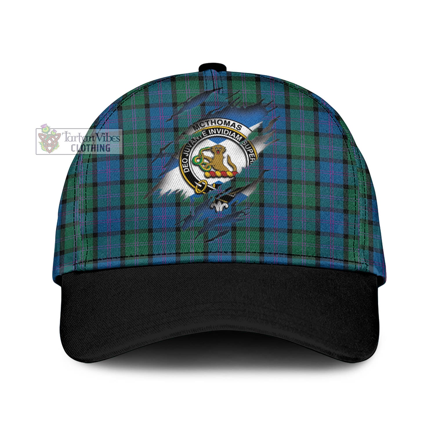 Tartan Vibes Clothing McThomas Tartan Classic Cap with Family Crest In Me Style
