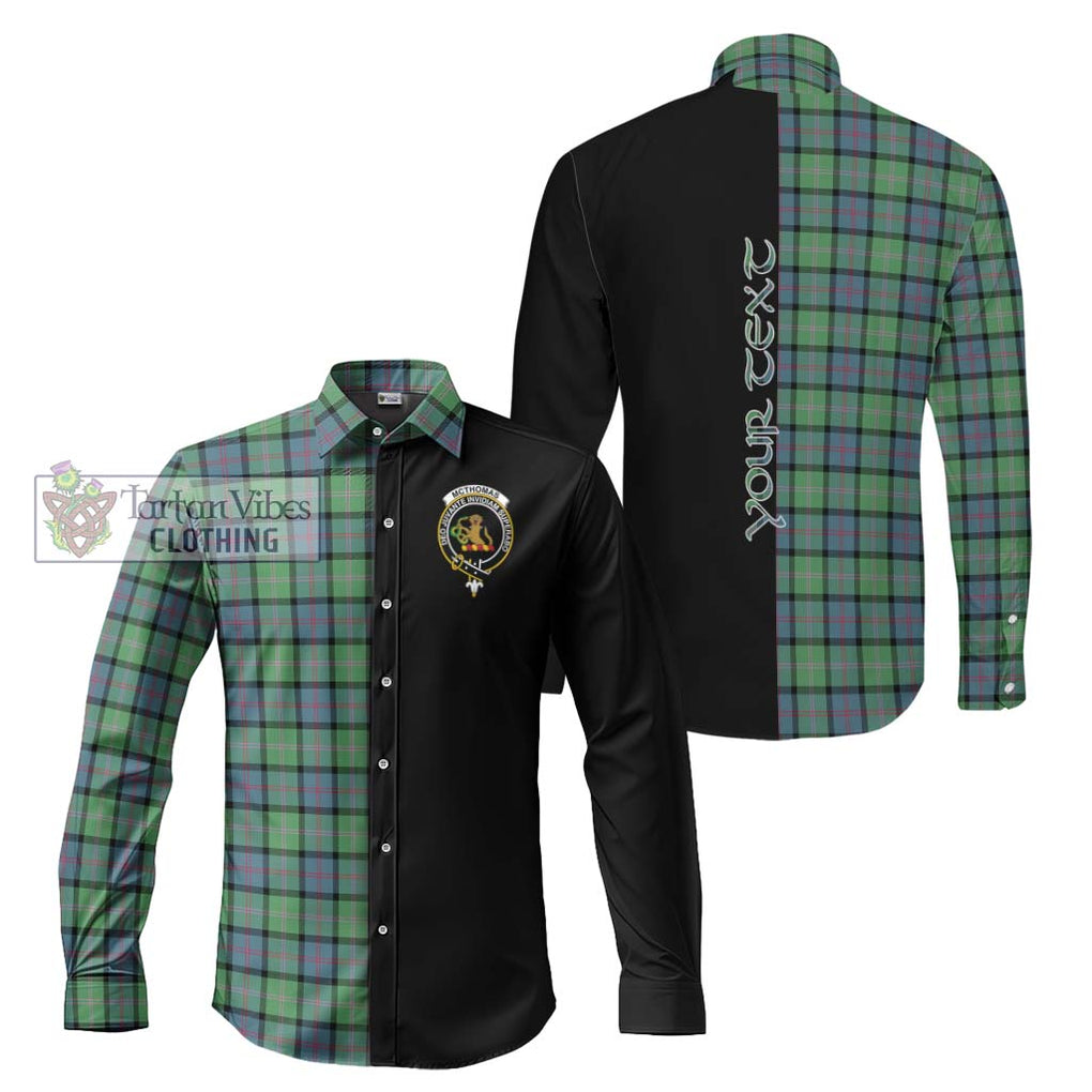 McThomas Ancient Tartan Long Sleeve Button Shirt with Family Crest and Half Of Me Style Men's Shirt S - Tartanvibesclothing Shop