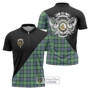 McThomas Ancient Tartan Zipper Polo Shirt with Family Crest and Military Logo Style Unisex - Tartanvibesclothing Shop