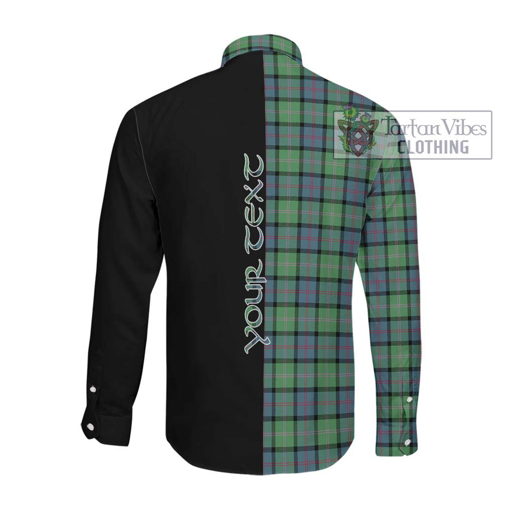McThomas Ancient Tartan Long Sleeve Button Shirt with Family Crest and Half Of Me Style Men's Shirt - Tartanvibesclothing Shop