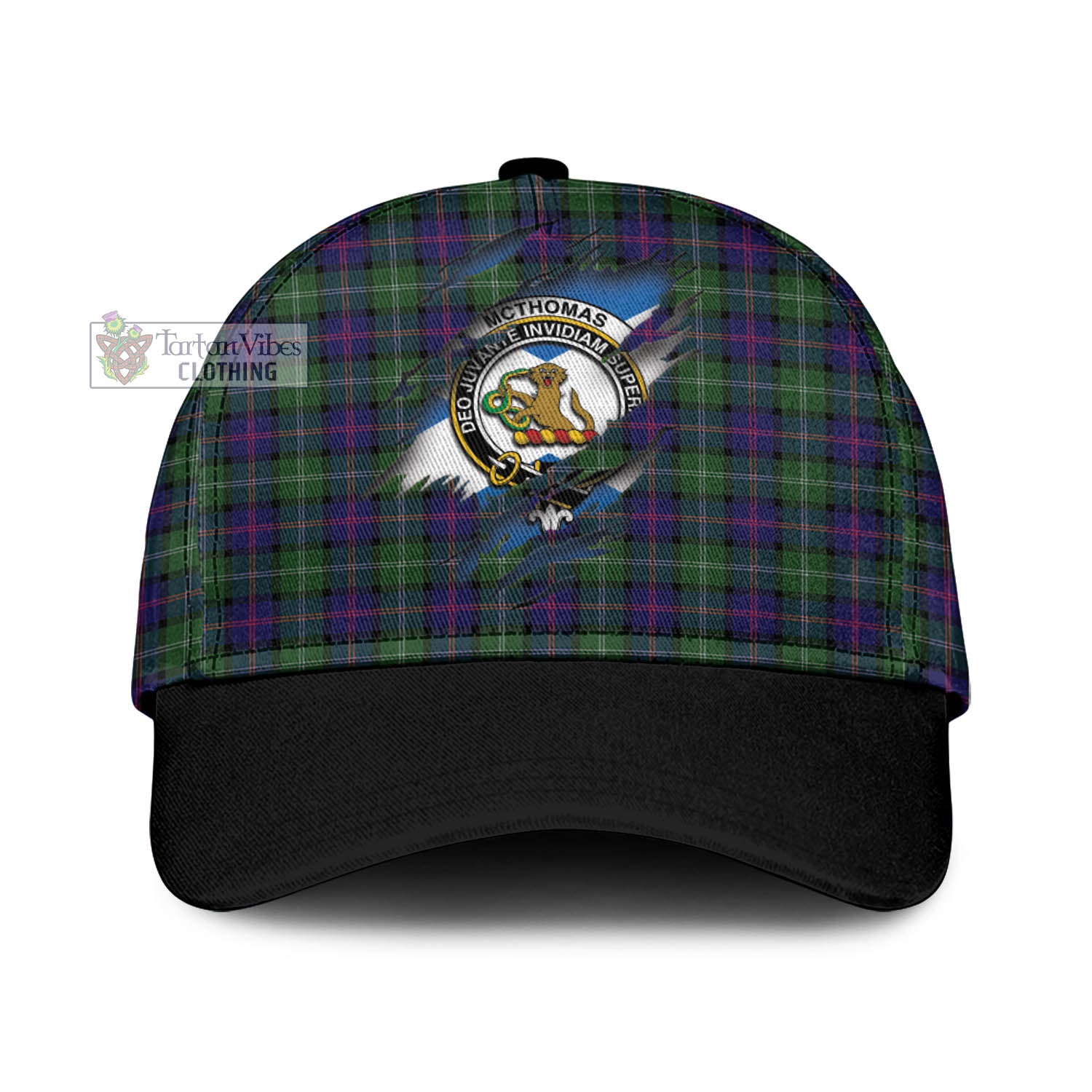 Tartan Vibes Clothing McThomas Modern Tartan Classic Cap with Family Crest In Me Style
