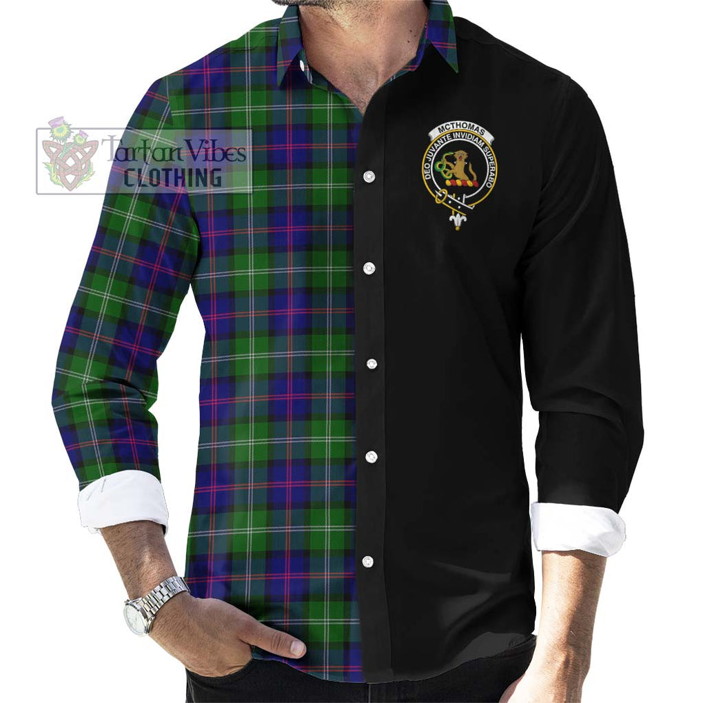 McThomas Modern Tartan Long Sleeve Button Shirt with Family Crest and Half Of Me Style - Tartanvibesclothing Shop