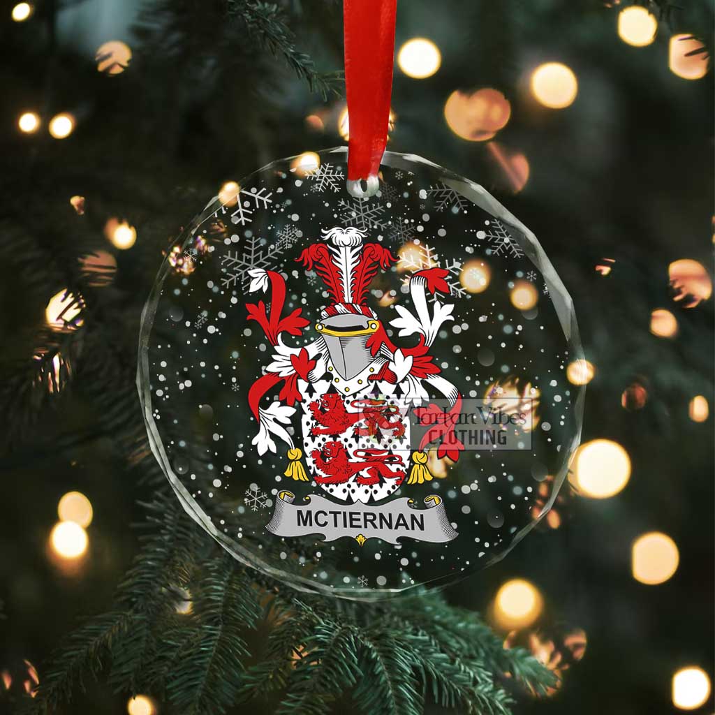 McTiernan Irish Clan Christmas Glass Ornament with Coat of Arms - 2D-tartanvibesclothing