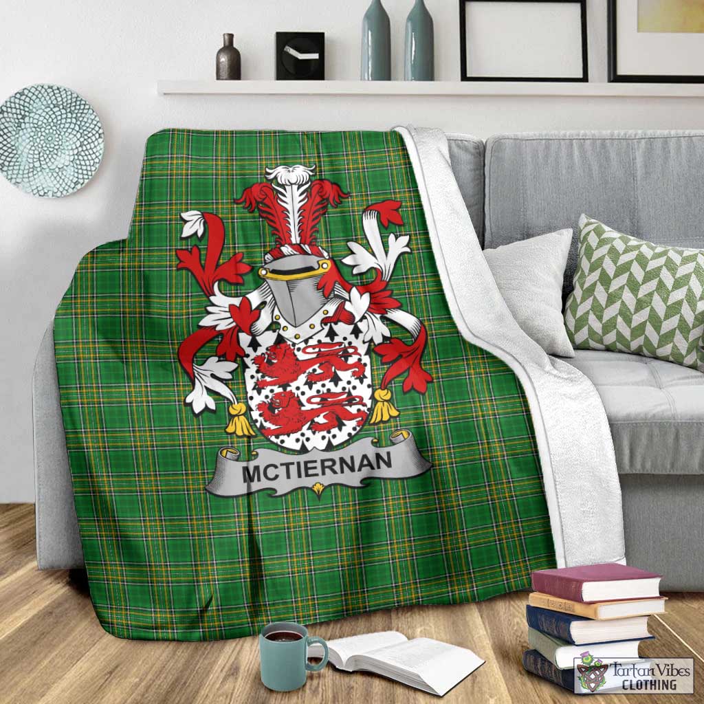 McTiernan Irish Clan Tartan Blanket with Coat of Arms - Tartan Vibes Clothing