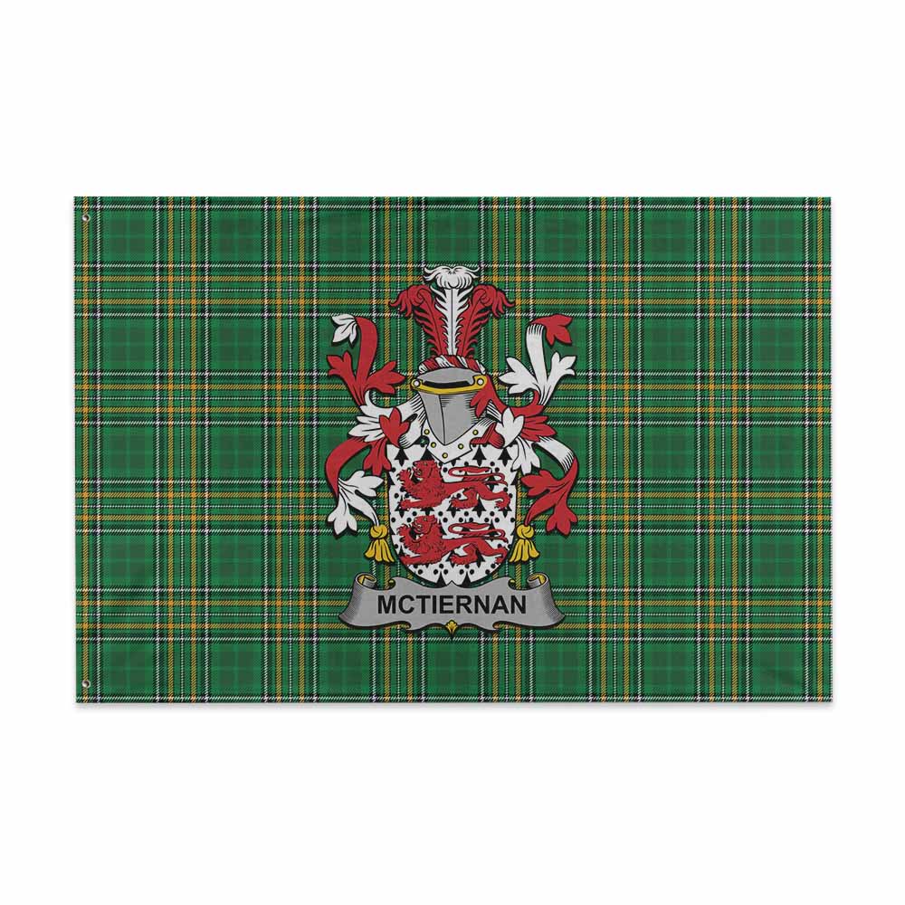 Tartan Vibes Clothing McTiernan Irish Clan Tartan House Flag with Coat of Arms