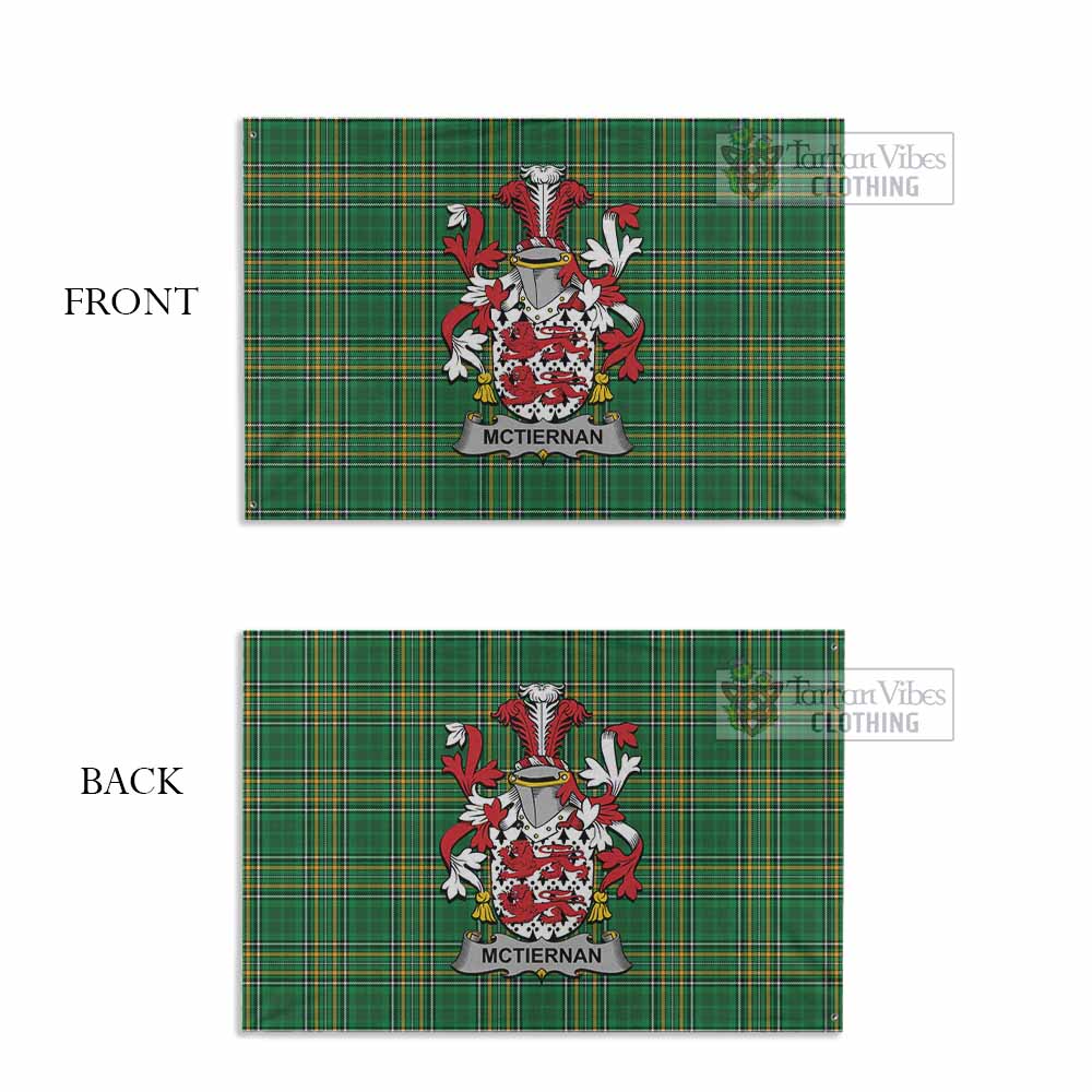 Tartan Vibes Clothing McTiernan Irish Clan Tartan House Flag with Coat of Arms