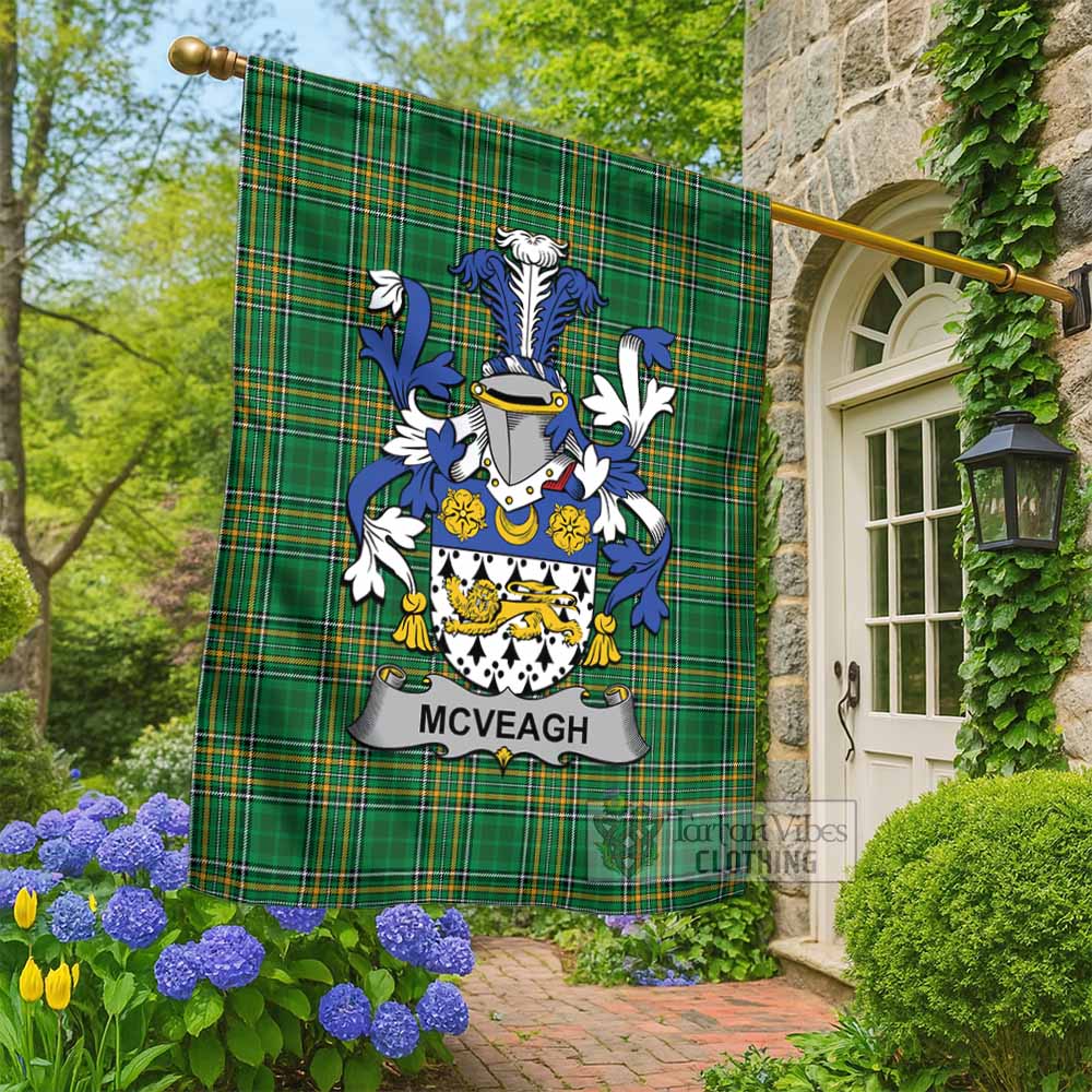 McVeagh Irish Clan Tartan Flag with Coat of Arms