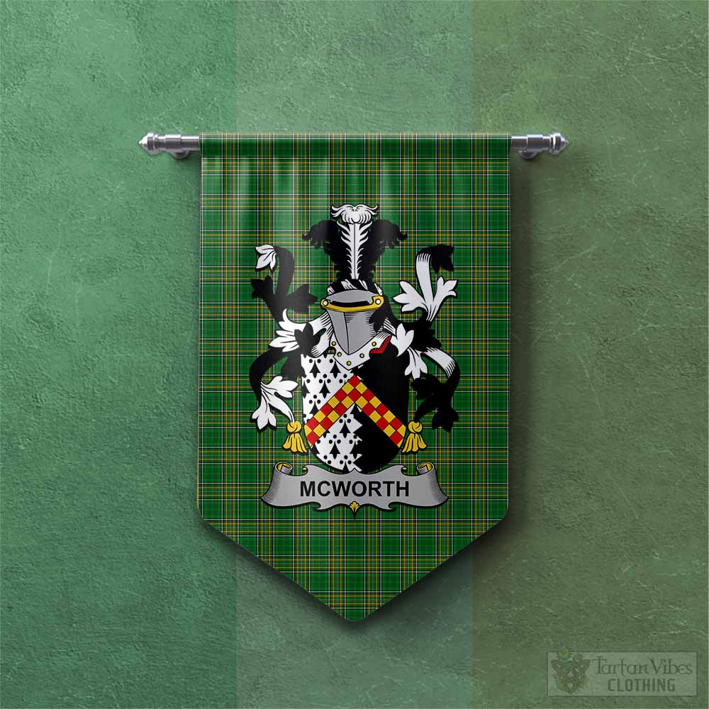 McWorth Irish Clan Tartan Gonfalon, Tartan Banner with Coat of Arms Chevron - Tartan Vibes Clothing
