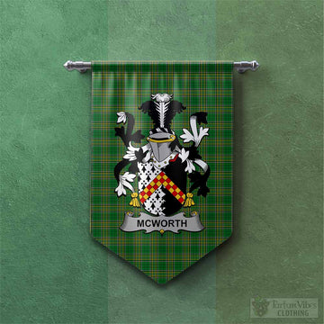 McWorth Irish Clan Tartan Gonfalon, Tartan Banner with Coat of Arms