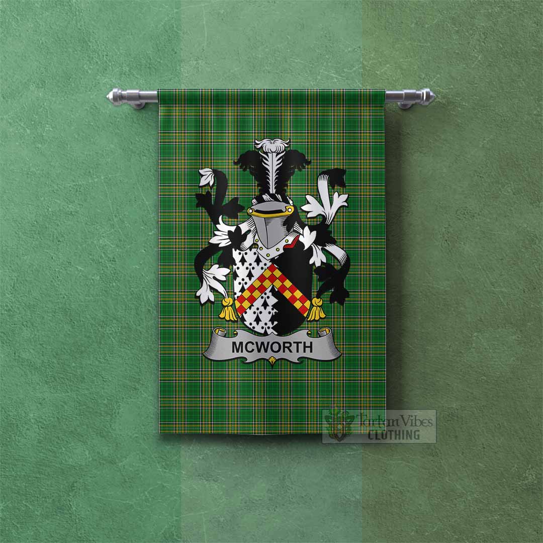 McWorth Irish Clan Tartan Gonfalon, Tartan Banner with Coat of Arms Rectangle - Tartan Vibes Clothing