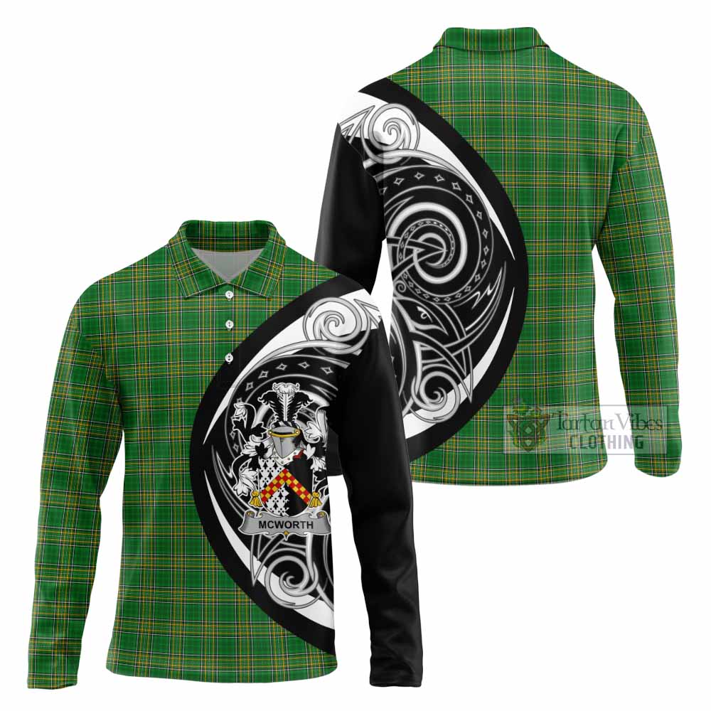 Tartan Vibes Clothing McWorth Irish Clan Long Sleeve Polo Shirt Celtic Circle Style